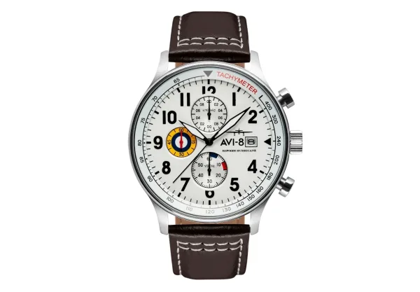 Montre aviateur avi 8 hawker hurricane classic chronograph white 16