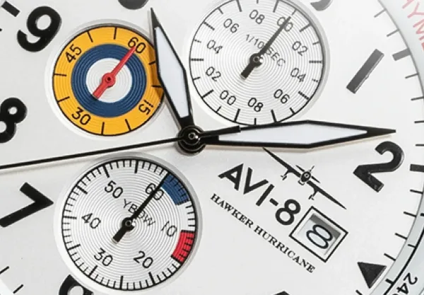 Montre aviateur avi 8 hawker hurricane classic chronograph white 19
