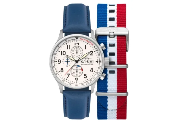 Montre aviateur avi 8 hawker hurricane classic chronograph white 22