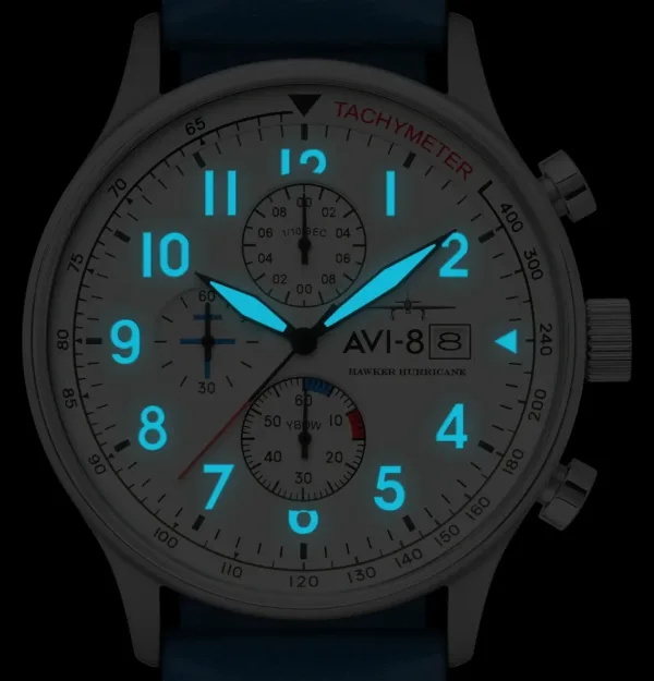 Montre aviateur avi 8 hawker hurricane classic chronograph white 5
