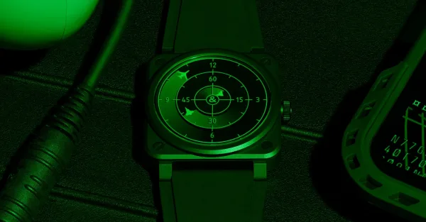 Montre aviateur br 03 green radar ceramic 1