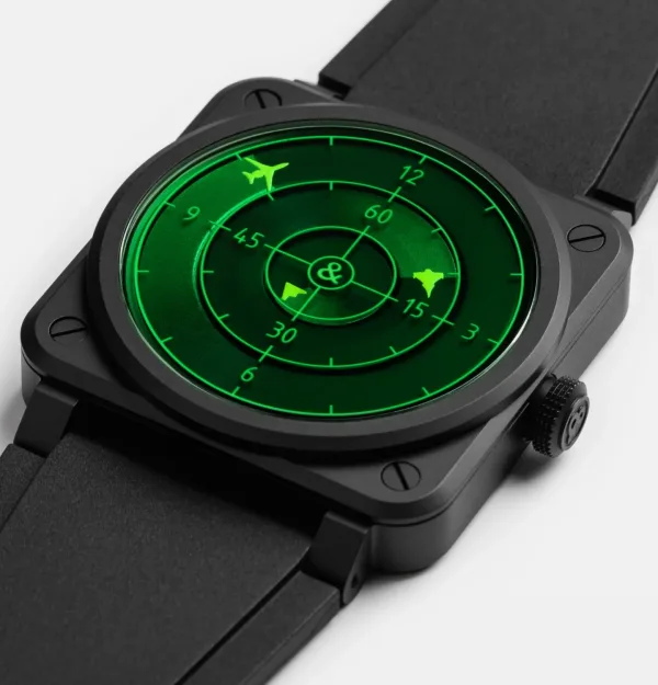 Montre aviateur br 03 green radar ceramic 10