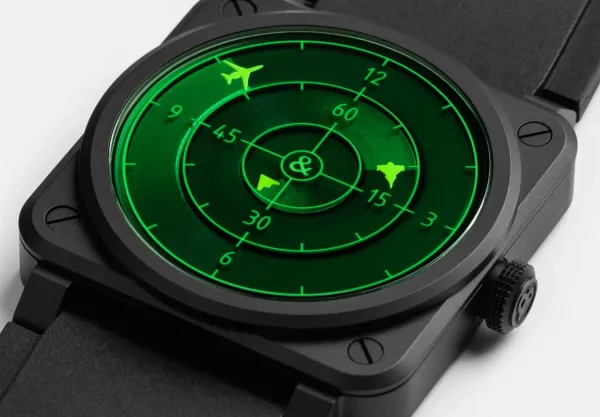 Montre aviateur br 03 green radar ceramic 18