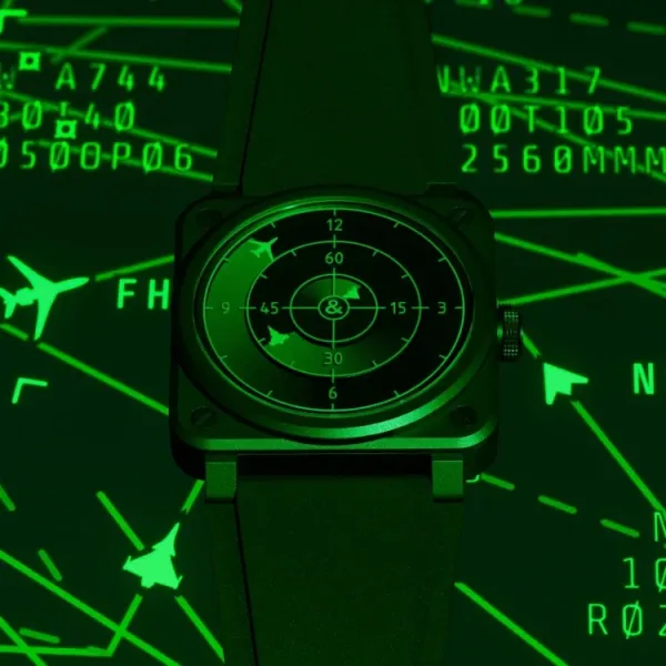 Montre aviateur br 03 green radar ceramic 4