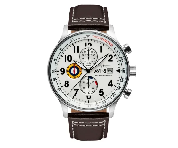Montre aviateur avi 8 hawker hurricane classic chronograph white 3