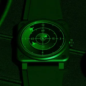 Montre aviateur br 03 green radar ceramic 1
