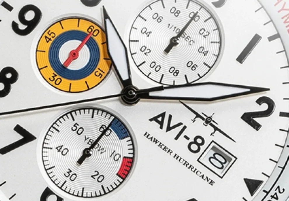 Montre aviateur avi 8 hawker hurricane classic chronograph white 12