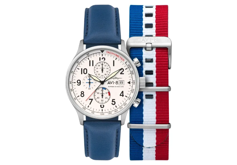 Montre aviateur avi 8 hawker hurricane classic chronograph white 14