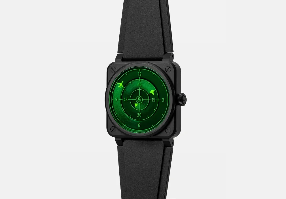 Montre aviateur br 03 green radar ceramic 27